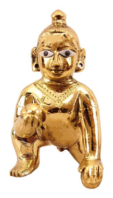 Ashtadhatu Laddu Gopal Idol | Janmashtami Specials For Home, Brass, Size - No.6, Golden Hand Painted, All Occasions & Festivals, Best Statue